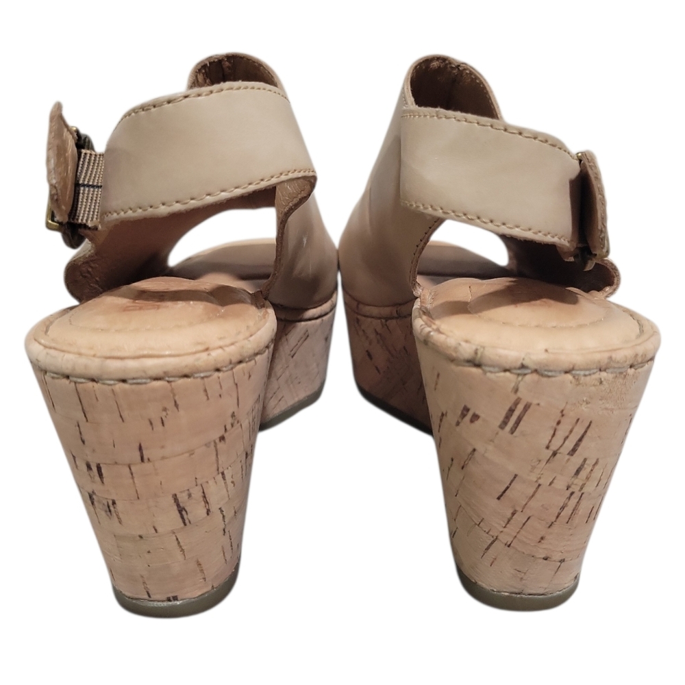 Neutral Beige Cork Wedge Sandals - Women - Picture 5 of 16